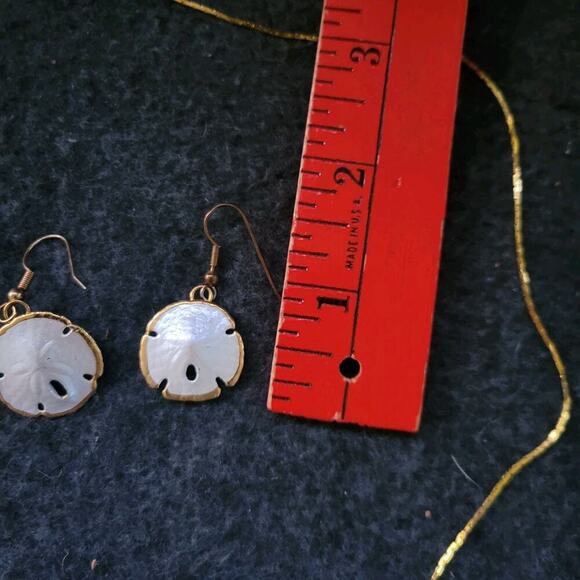 Vintage Napier Sand Dollar Necklace And Earrings Set Gold Toned Chain - Picture 5 of 9